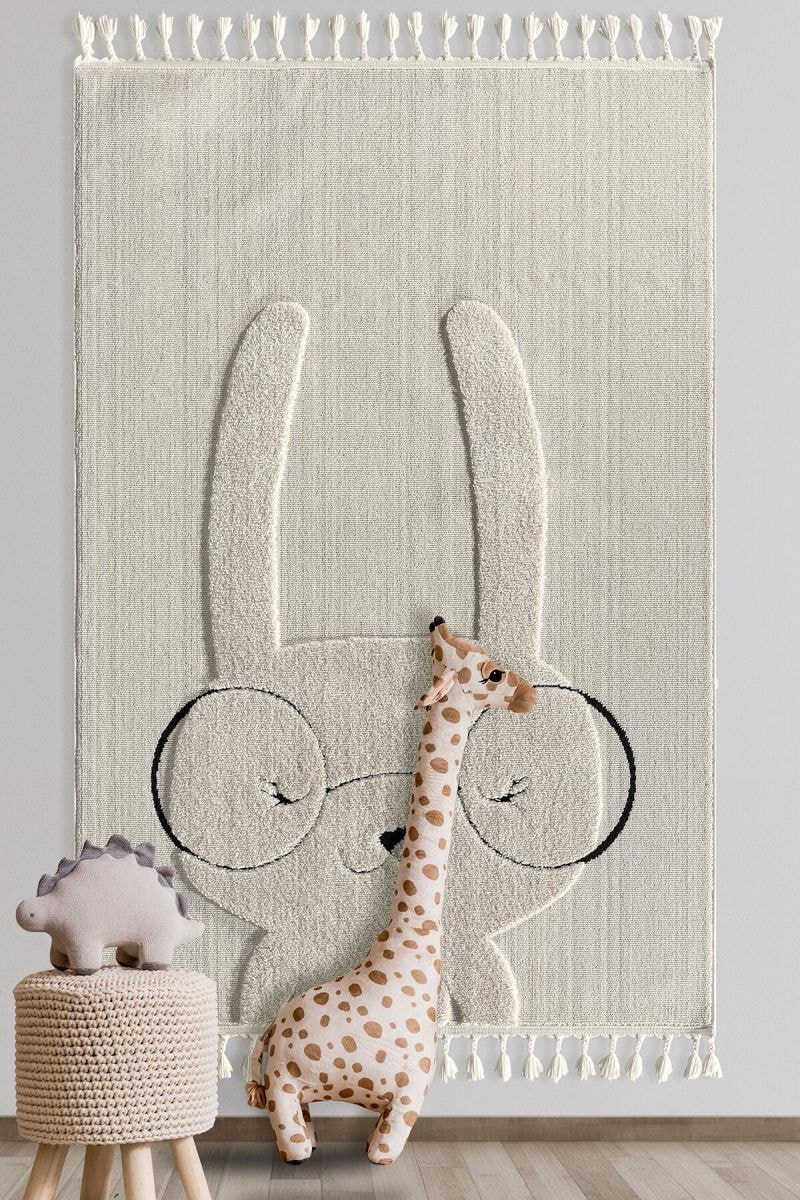 Kids - Bunny Tavşan Figürlü Krem Çocuk Odası Halısı