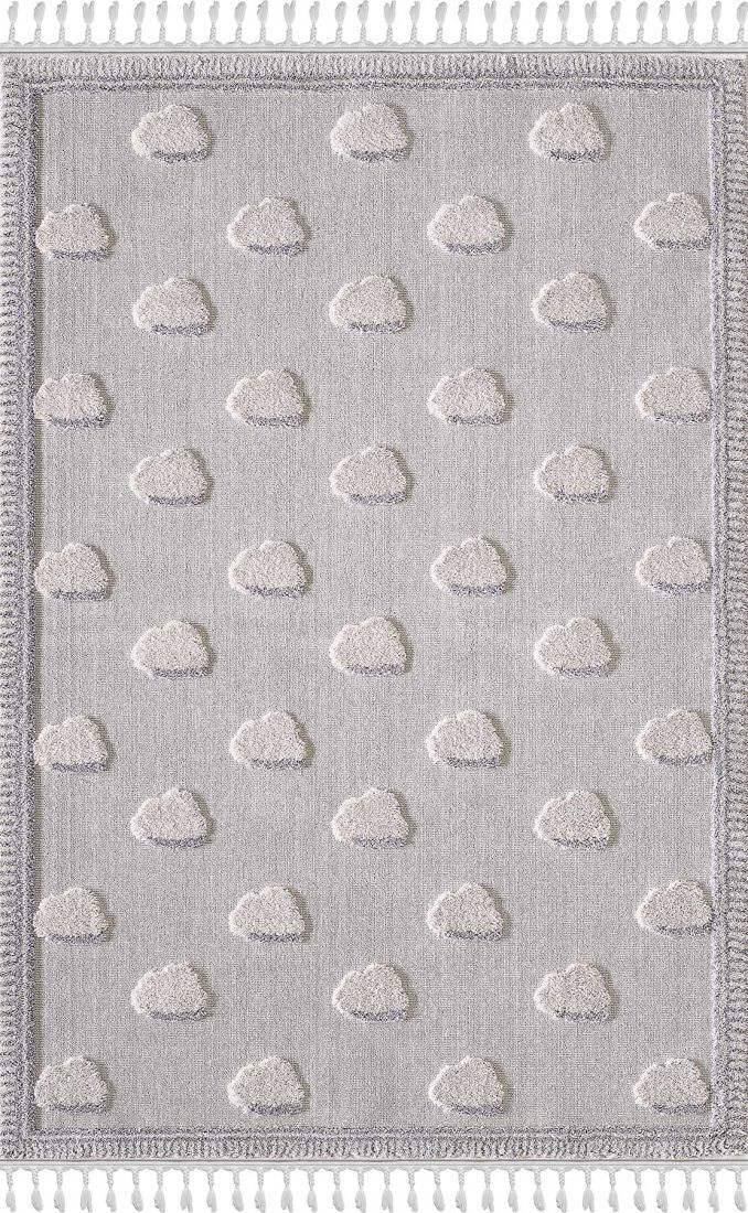 Kids - White Cloud Daire Yuvarlak Çocuk Takma Saçaklı Çocuk Halısı - görsel 1
